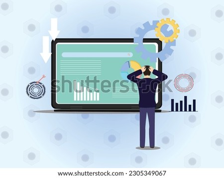 Worried Man Looking at Graph Going Down 
