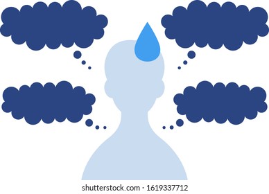 Worried man silhouette and speech bubble