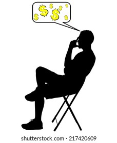 worried man thinking about money, vector 
