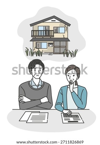 Worried Middle-Aged Couple Thinking About Abandoned House