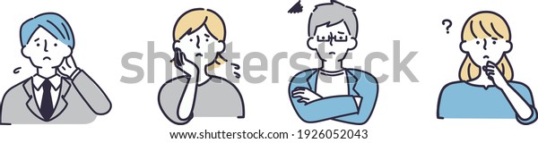 Worried negative\
men and women illustration set\
