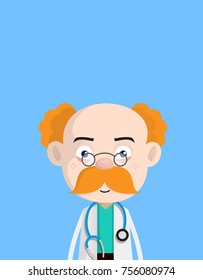 Worried Old Cartoon Surgeon Face Expression