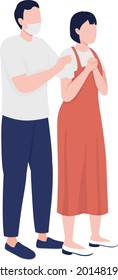 Worried parents semi flat color vector characters. Standing figures. Full body people on white. Man holds woman by shoulders isolated modern cartoon style illustration for graphic design and animation