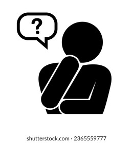 Worried person. Concerned person. Questioning speech balloon and person. Vector.