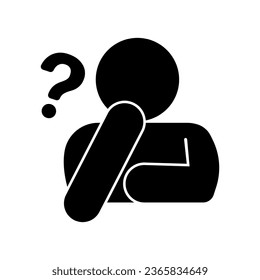 Worried person silhouette icon. Doubts and Worry. Vector.