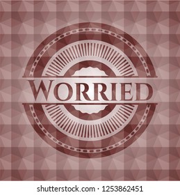 Worried red seamless geometric pattern emblem. Seamless.