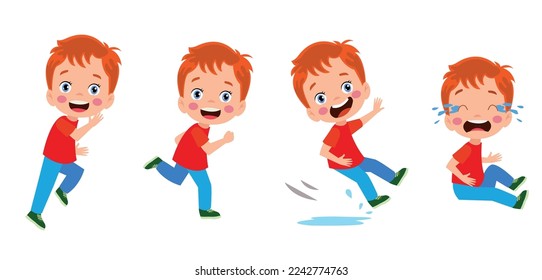 worried scared boy slipping and falling