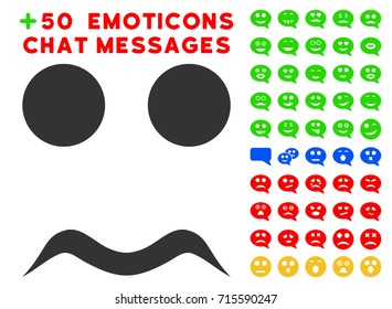 Worried Smile icon with bonus smile icon set. Vector illustration style is flat iconic elements for web design, app user interfaces.