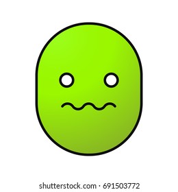 Worried smiley color icon. Confused face. Isolated vector illustration
