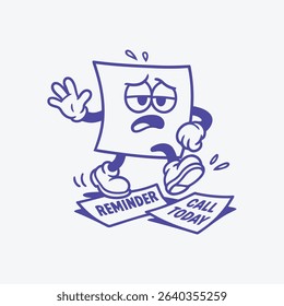 A worried sticky note character with a reminder message, perfect for relatable or office-themed content.