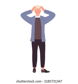 Worried Teacher Man. Disappointed School Lecturer, Hand Gestures Vector Illustration