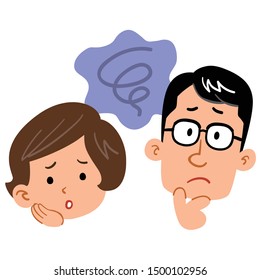 Worried, uneasy expression of young couple