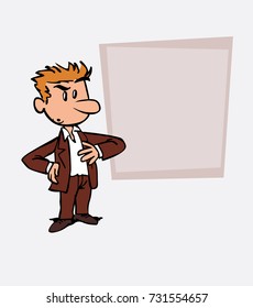 Worried white businessman. Is showing, as in a presentation, the data you want.
