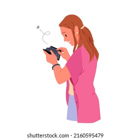 Worried woman with empty wallet. Unemployed poor girl, personal financial problems, bankruptcy and poverty, lack of money source, finance crisis and broke lady vector illustration