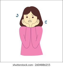 Worried woman illustration, girl avatar