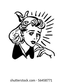 Worried Woman - Retro Clip Art