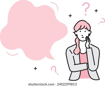 Worried woman - upper body - business woman icon - simple vector illustration material