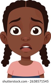 Worried Young Girl Illustration of a Concerned Child's Expression