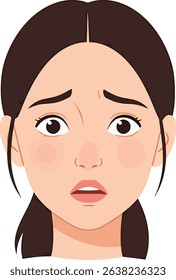Worried Young Woman's Face Illustration of Anxiety and Concern
