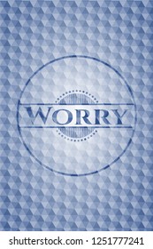 Worry blue polygonal emblem.