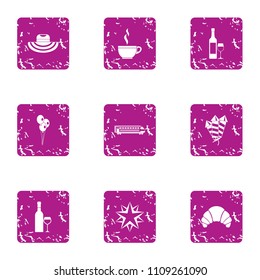 Worry icons set. Grunge set of 9 worry vector icons for web isolated on white background