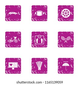 Worry icons set. Grunge set of 9 worry vector icons for web isolated on white background