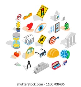 Worry icons set. Isometric set of 25 worry vector icons for web isolated on white background