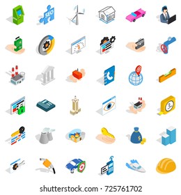 Worry icons set. Isometric style of 36 worry vector icons for web isolated on white background