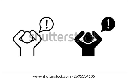 Worry linear icon set. Emotional stress, anxiety thin line, vector illustration on white background
