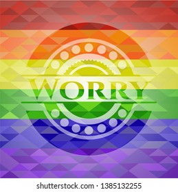 Worry on mosaic background with the colors of the LGBT flag