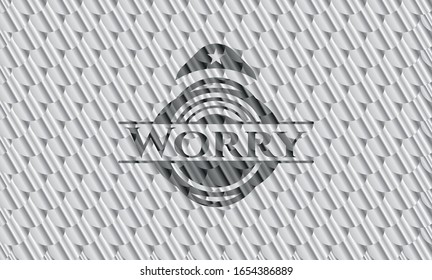 Worry silver color emblem or badge. Scales pattern. Vector Illustration. Detailed.