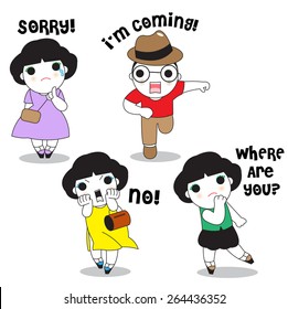 Worry, Stress, and Anxiety Expressions characters illustration