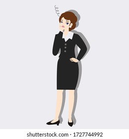 Worry woman concept on white background. Creative idea design. Flat vector illustration for template, brochure or presentation.