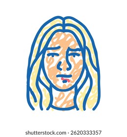worry woman expression doodle icon sketch vector. worry woman expression sign. isolated symbol illustration
