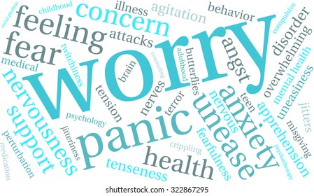 Worry Word Cloud On a White Background. 