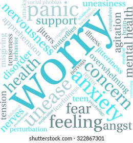 Worry Word Cloud On a White Background. 