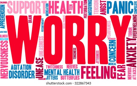 Worry Word Cloud On a White Background. 