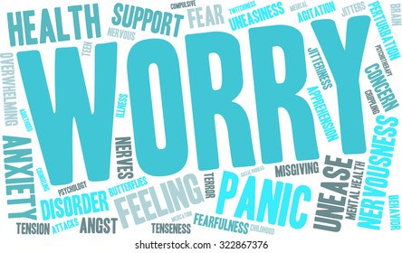 Worry Word Cloud On a White Background. 