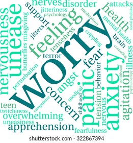 Worry Word Cloud On a White Background. 