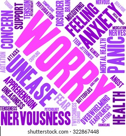 Worry Word Cloud On a White Background. 