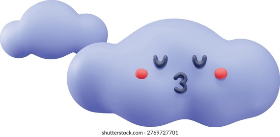 Worrying cloud 3D plastic style vector illustration. Cartoon cloudy weather forecast symbol. Realistic volume meteorology design element. Render sky dark fluffy cloud character icon