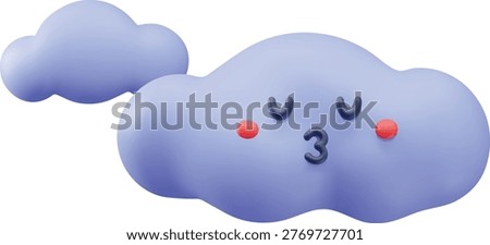 Worrying cloud 3D plastic style vector illustration. Cartoon cloudy weather forecast symbol. Realistic volume meteorology design element. Render sky dark fluffy cloud character icon