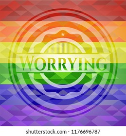 Worrying on mosaic background with the colors of the LGBT flag