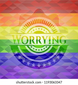 Worrying on mosaic background with the colors of the LGBT flag