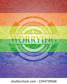 Worrying on mosaic background with the colors of the LGBT flag