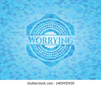 Worrying realistic light blue emblem. Mosaic background