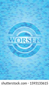 Worsen sky blue emblem. Mosaic background