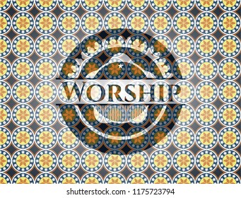 Worship arabesque emblem background. arabic decoration.