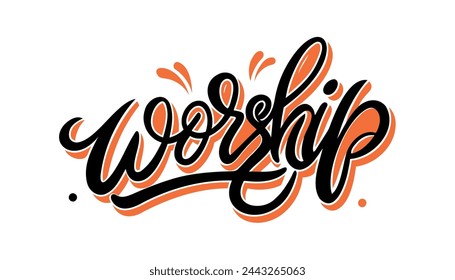 Worship - handgeschriebene kalligrafische Schriftart auf weißem Hintergrund. Vektorgrafik