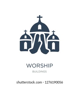 worship icon vector on white background, worship trendy filled icons from Buildings collection, worship vector illustration